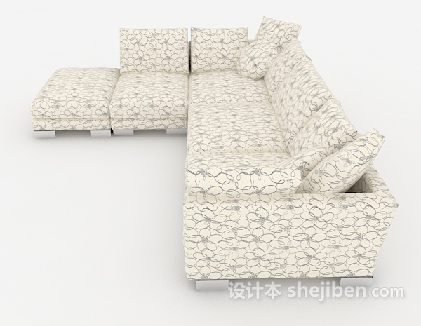 现代风格现代花纹多人沙发3d模型下载