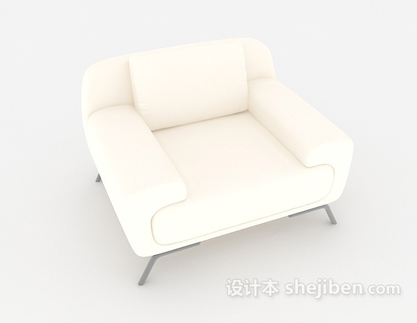 现代风格白色方形单人沙发3d模型下载