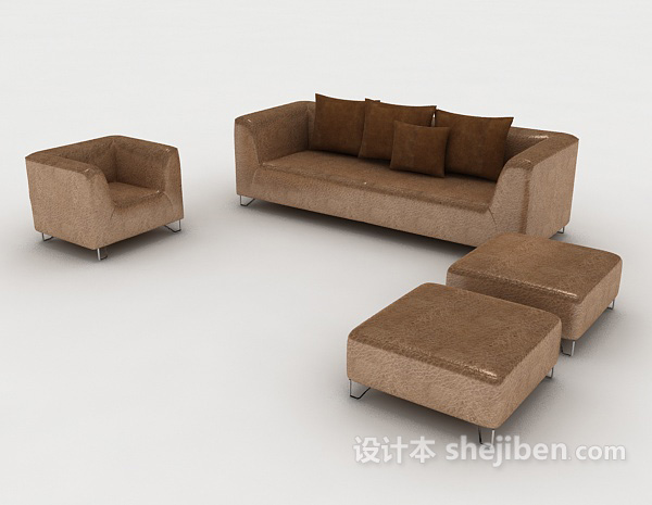 简约棕色组合沙发3d模型下载