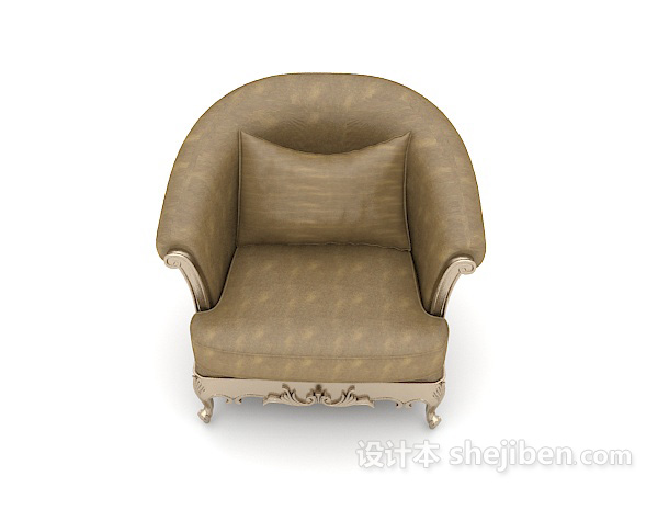 欧式风格棕色欧式家居单人沙发3d模型下载
