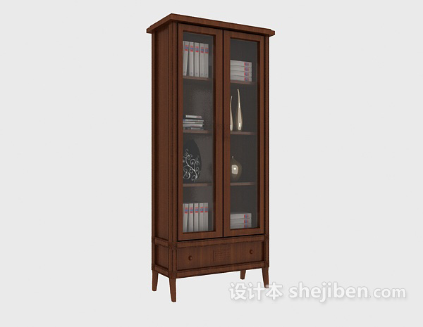 中式风格中式简约木质展示柜3d模型下载
