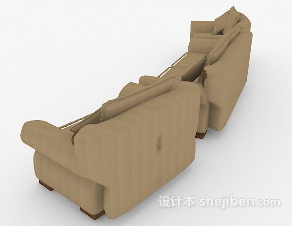 设计本简约现代木质组合沙发3d模型下载