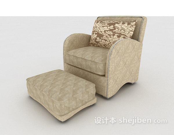 浅棕色家居单人沙发3d模型下载