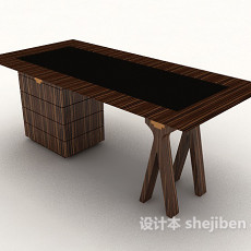 个性木质长方书桌3d模型下载