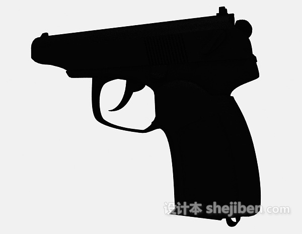 设计本黑色手枪3d模型下载