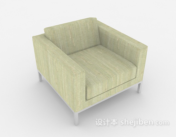 绿色方形单人沙发3d模型下载