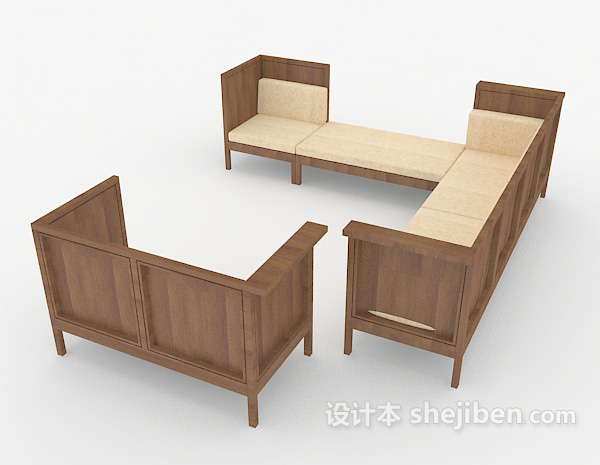 设计本现代木质个性组合沙发3d模型下载