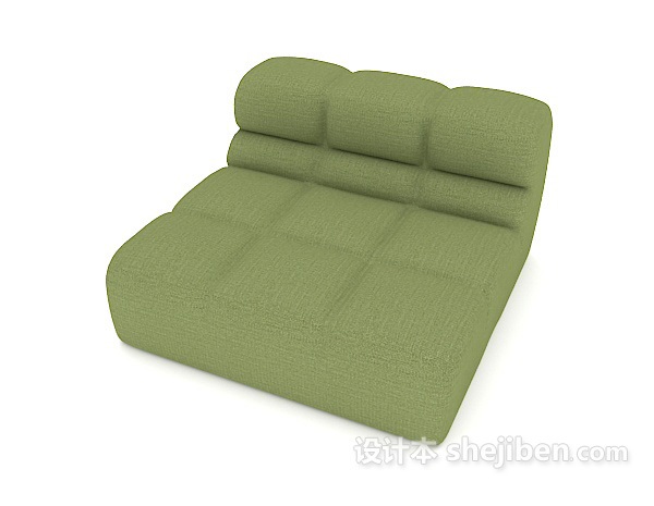 免费绿色方形休闲单人沙发3d模型下载