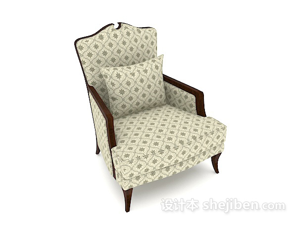 欧式花纹单人沙发3d模型下载