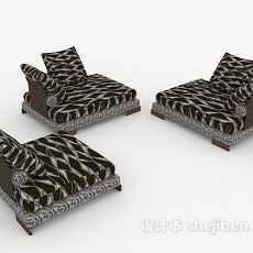 花纹深色组合沙发3d模型下载