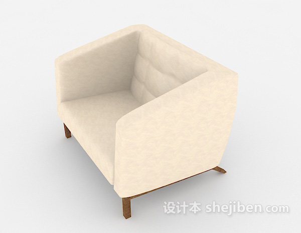设计本浅棕色方形简约单人沙发3d模型下载