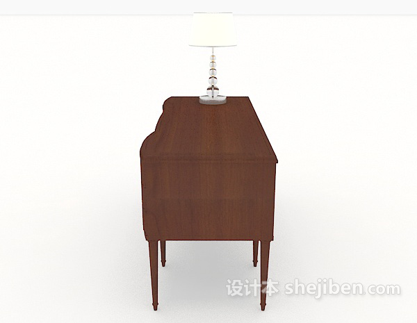 设计本现代简约棕色木质桌3d模型下载