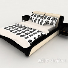 现代个性黑色双人床3d模型下载