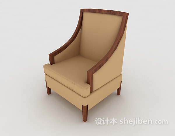 家居简约棕色单人沙发3d模型下载