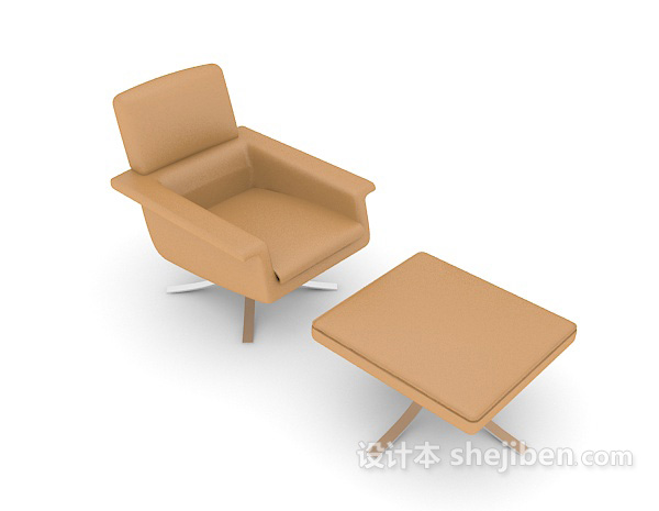 休闲简约黄棕色椅子3d模型下载