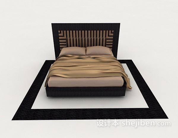 现代风格家居型简单双人床3d模型下载