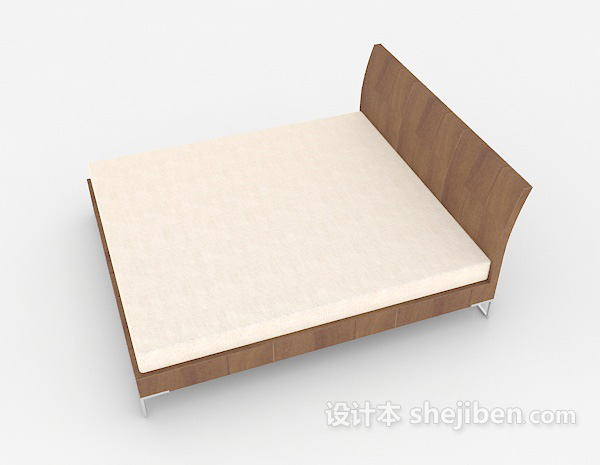 设计本家居简单木质双人床3d模型下载