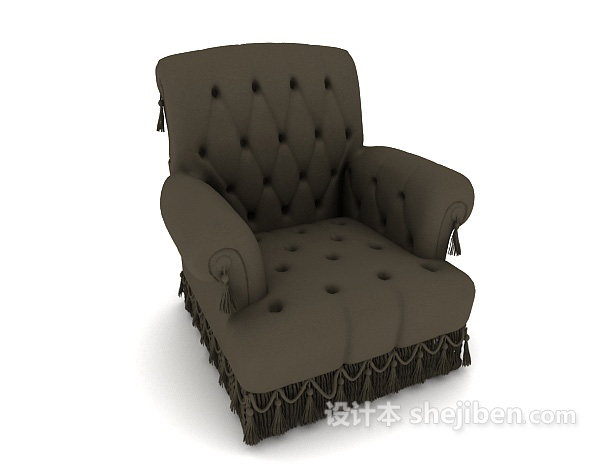 免费欧式深灰色单人沙发3d模型下载