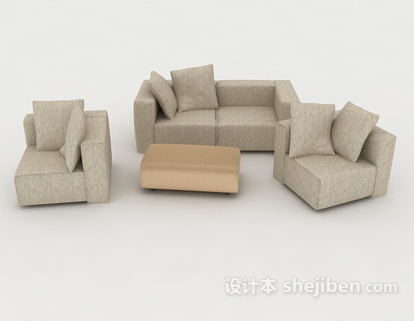现代风格现代花纹组合沙发3d模型下载