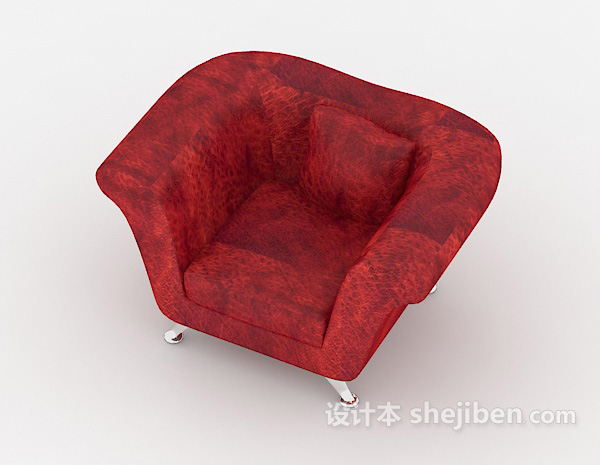 免费暗红色现代单人沙发3d模型下载