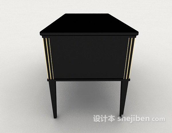 设计本简欧木质黑色书桌3d模型下载
