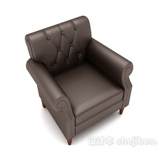 简欧深棕色单人沙发3d模型下载