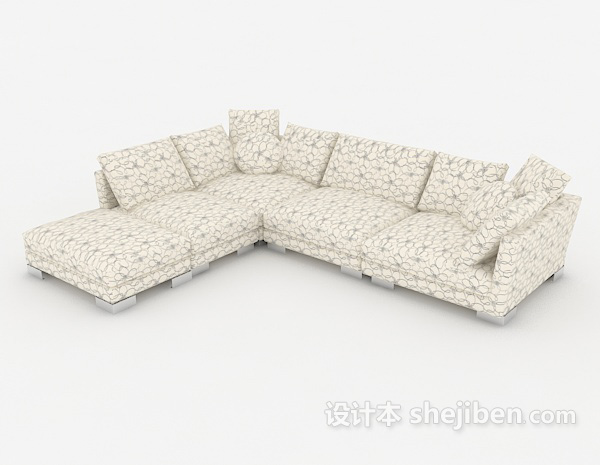 现代花纹多人沙发3d模型下载
