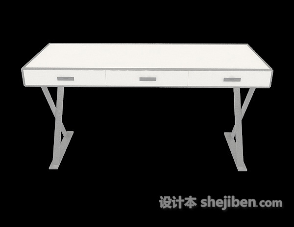 现代风格简约白色书桌3d模型下载