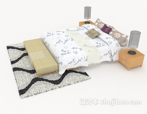 设计本休闲双人床3d模型下载