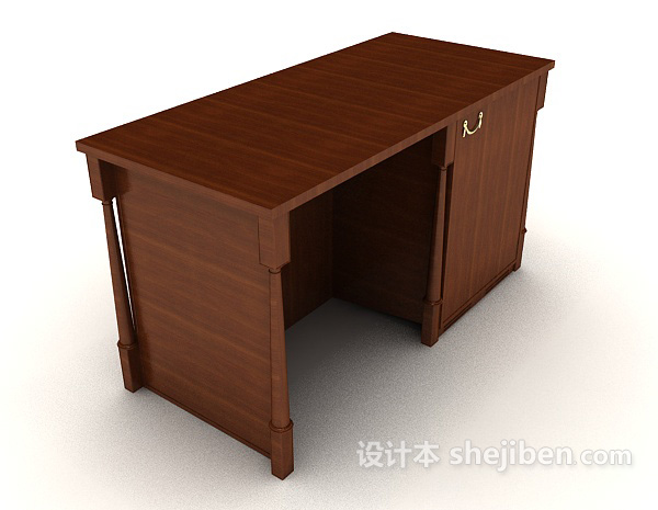 设计本木质简约书桌3d模型下载