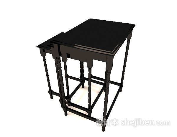 设计本黑色套桌3d模型下载