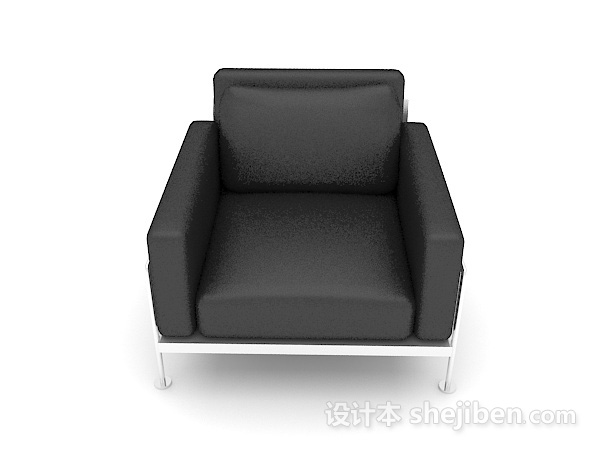 现代风格黑色单人皮质休闲椅3d模型下载