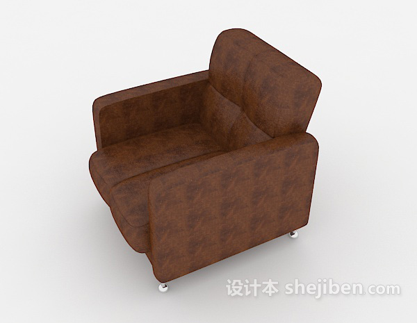设计本棕色简单皮质沙发3d模型下载