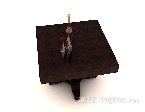 设计本方形实木边桌3d模型下载