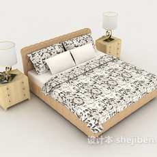 家居休闲木质双人床3d模型下载