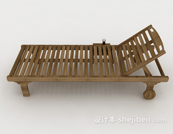 免费简约木质躺椅3d模型下载