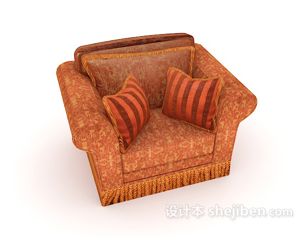 花纹欧式单人沙发3d模型下载