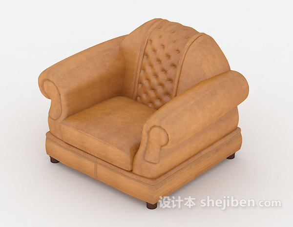 设计本黄色皮质单人沙发3d模型下载