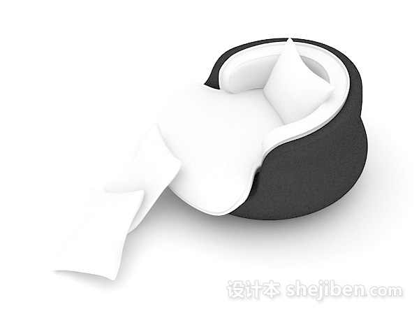 设计本现代个性黑白单人沙发3d模型下载