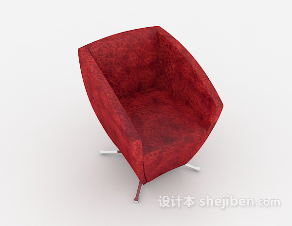 简单红色单人沙发3d模型下载