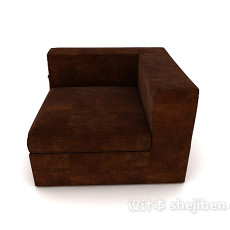 方形简约休闲深棕色单人沙发3d模型下载