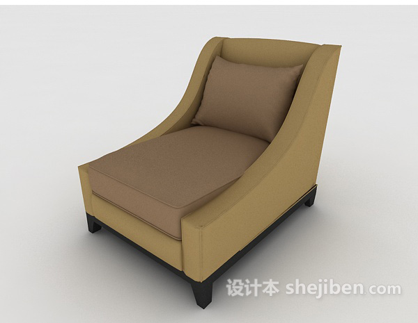 棕色家居休闲单人沙发3d模型下载