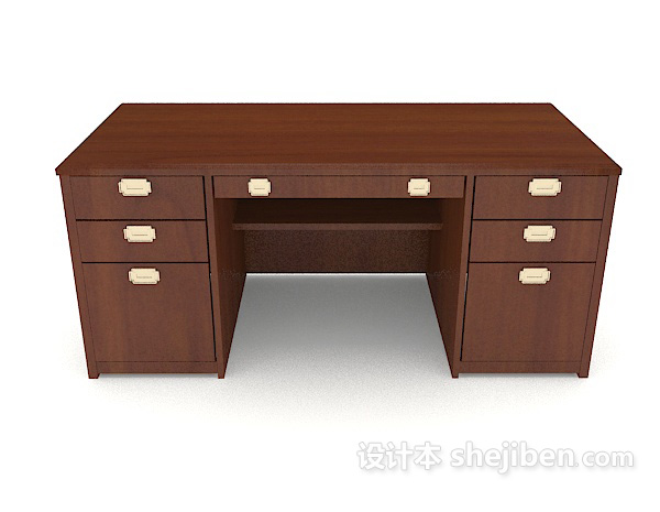 现代风格现代简单木质书桌3d模型下载