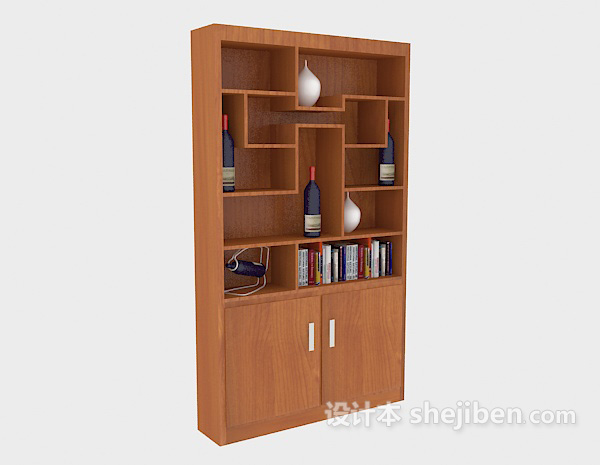 现代风格居家书柜、展示柜3d模型下载