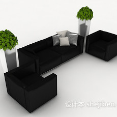 商务黑色简约组合沙发3d模型下载