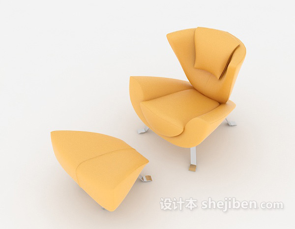 现代风格休闲简约黄色椅子3d模型下载
