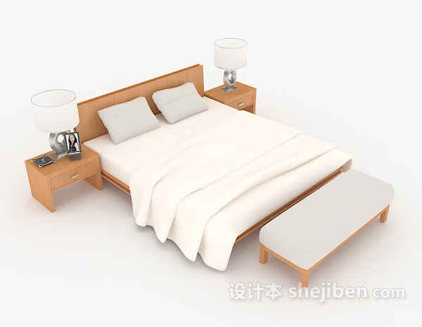 简约居家床3d模型下载
