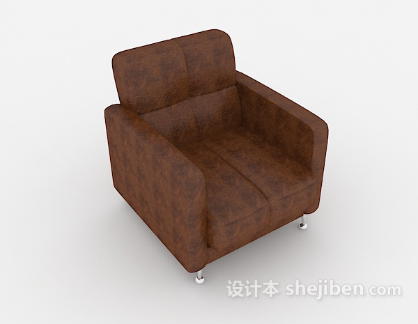棕色简单皮质沙发