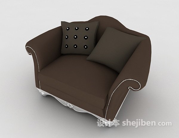 欧式简约家居棕色单人沙发3d模型下载