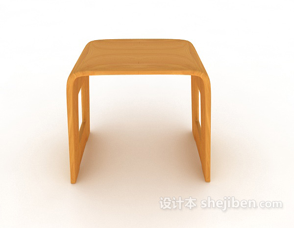 现代风格休闲黄色木质凳子3d模型下载